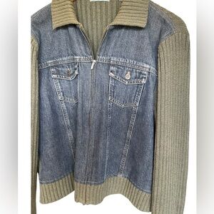 MARSH LANDING PETITES Denim jacket with sweater back and sleeves. Women‎ PL